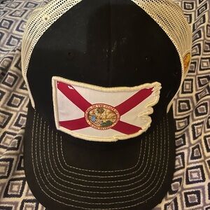 Bass Pro Shops Black and White Hat with Florida Flag Patch